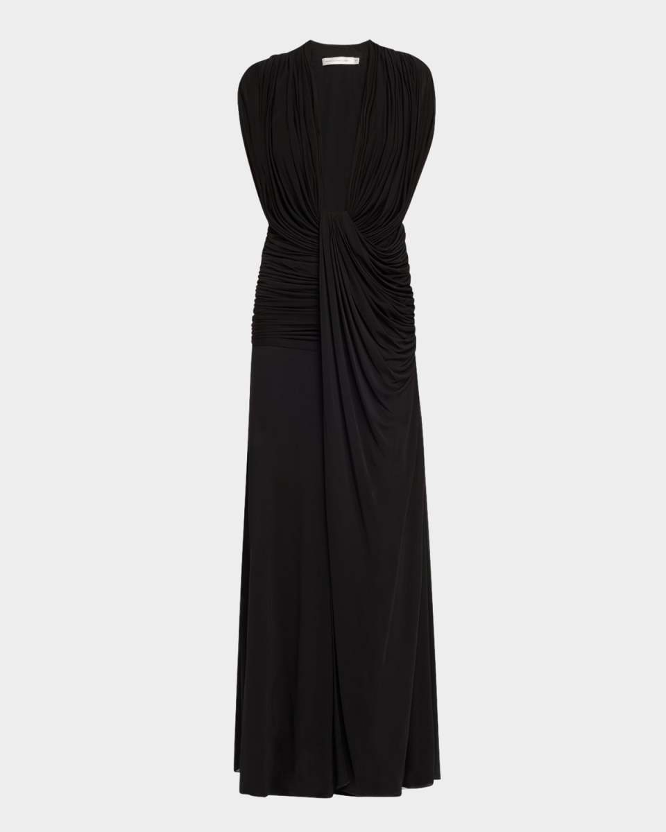 Ripple Draped Double-Layer Gown